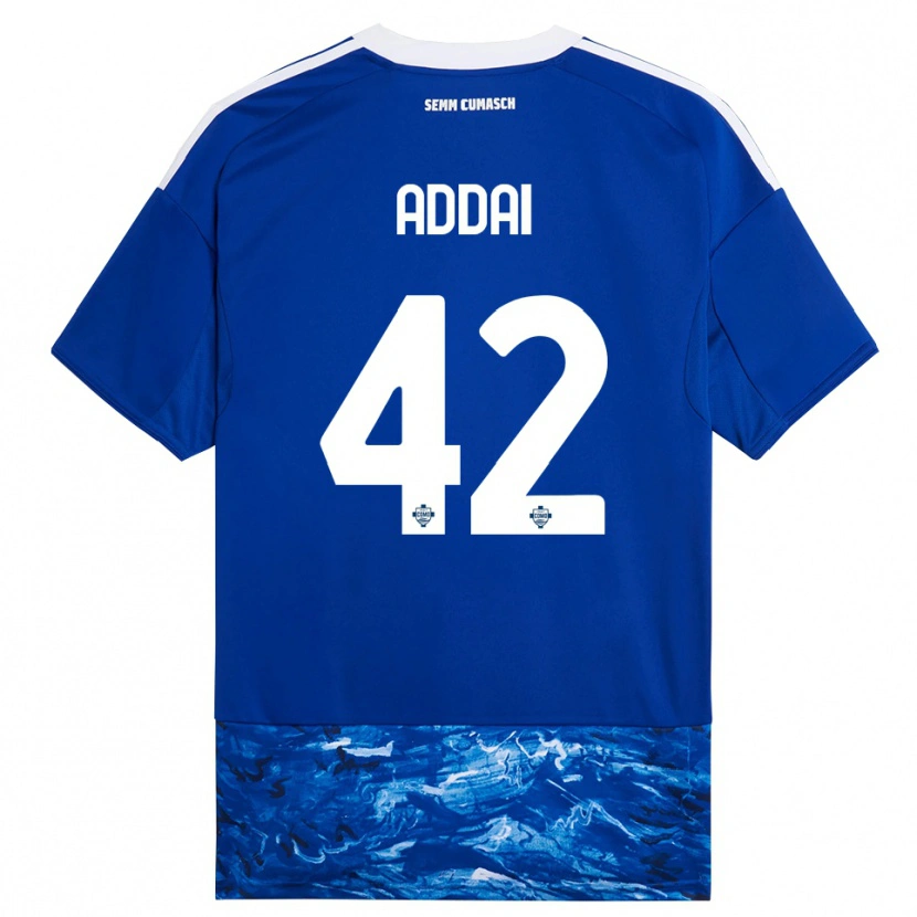 Danxen Femme Maillot Jayden Addai #42 Bleu Blanc Tenues Domicile 2025/26 T-Shirt
