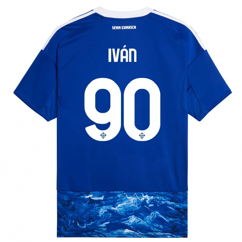 Danxen Femme Maillot Iván Azón #90 Bleu Blanc Tenues Domicile 2025/26 T-Shirt