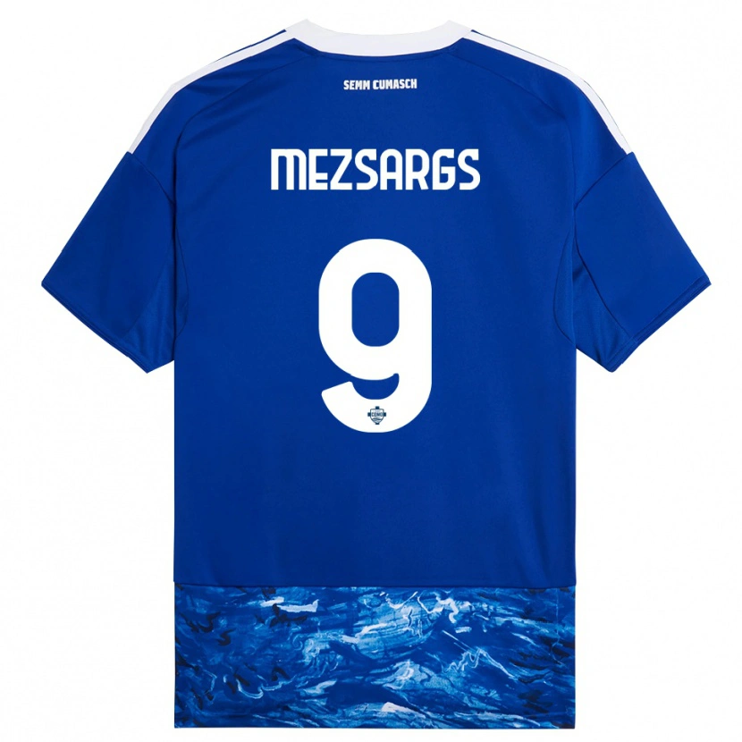 Danxen Femme Maillot Kristians Mezsargs #9 Bleu Blanc Tenues Domicile 2025/26 T-Shirt