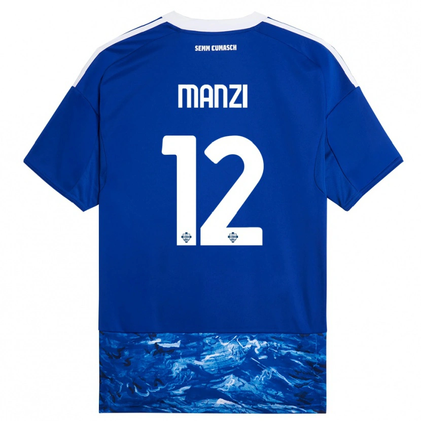 Danxen Femme Maillot Federico Manzi #12 Bleu Blanc Tenues Domicile 2025/26 T-Shirt