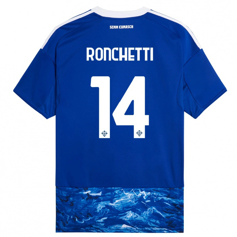 Danxen Femme Maillot Fabio Ronchetti #14 Bleu Blanc Tenues Domicile 2025/26 T-Shirt