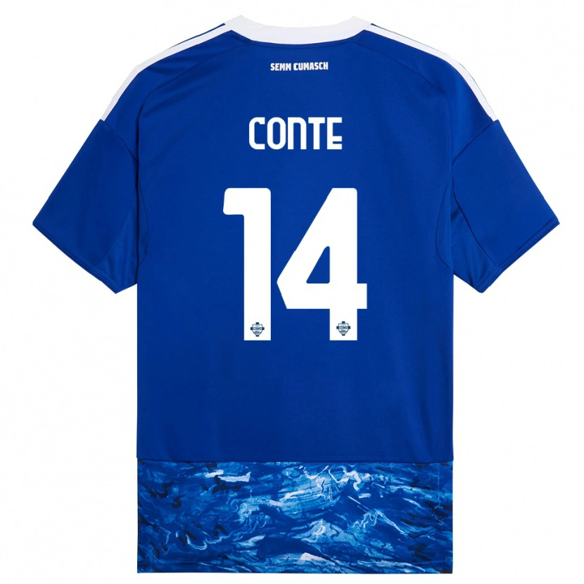 Danxen Femme Maillot Federico Conte #14 Bleu Blanc Tenues Domicile 2025/26 T-Shirt