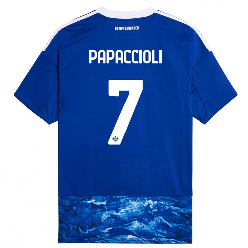 Danxen Femme Maillot Matteo Papaccioli #7 Bleu Blanc Tenues Domicile 2025/26 T-Shirt