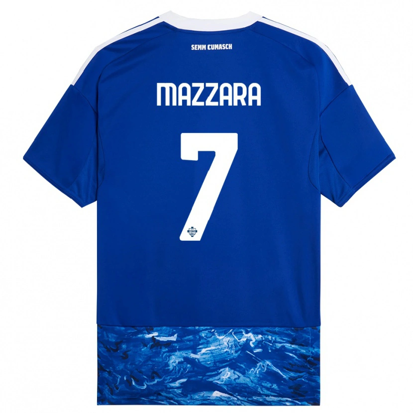 Danxen Femme Maillot Cristian Mazzara #7 Bleu Blanc Tenues Domicile 2025/26 T-Shirt
