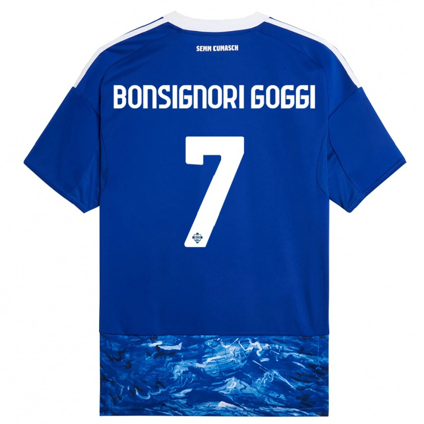 Danxen Femme Maillot Lorenzo Bonsignori #7 Bleu Blanc Tenues Domicile 2025/26 T-Shirt