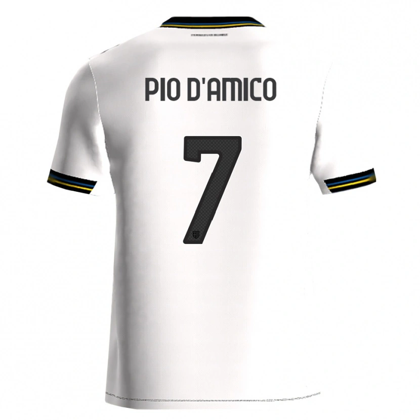 Danxen Femme Maillot Dario Pio D'amico #7 Blanc Noir Tenues Domicile 2025/26 T-Shirt
