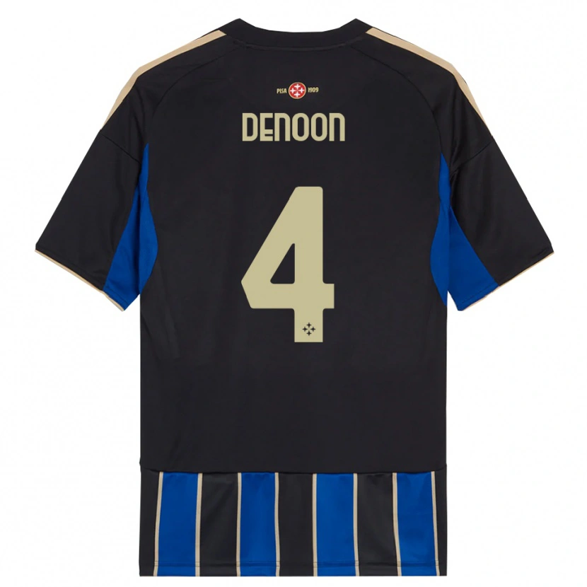 Danxen Femme Maillot Daniel Denoon #4 Noir Bleu Tenues Domicile 2025/26 T-Shirt