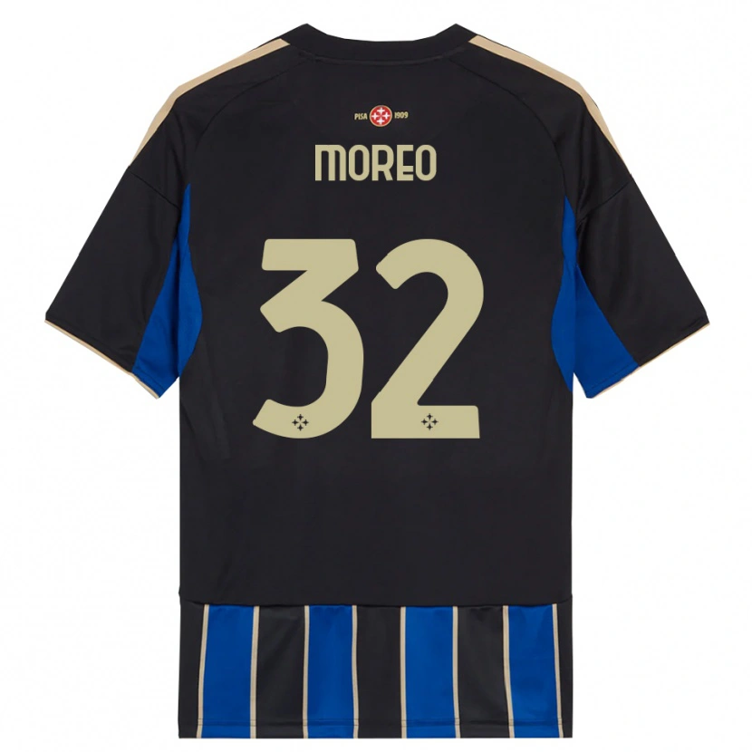 Danxen Femme Maillot Stefano Moreo #32 Noir Bleu Tenues Domicile 2025/26 T-Shirt