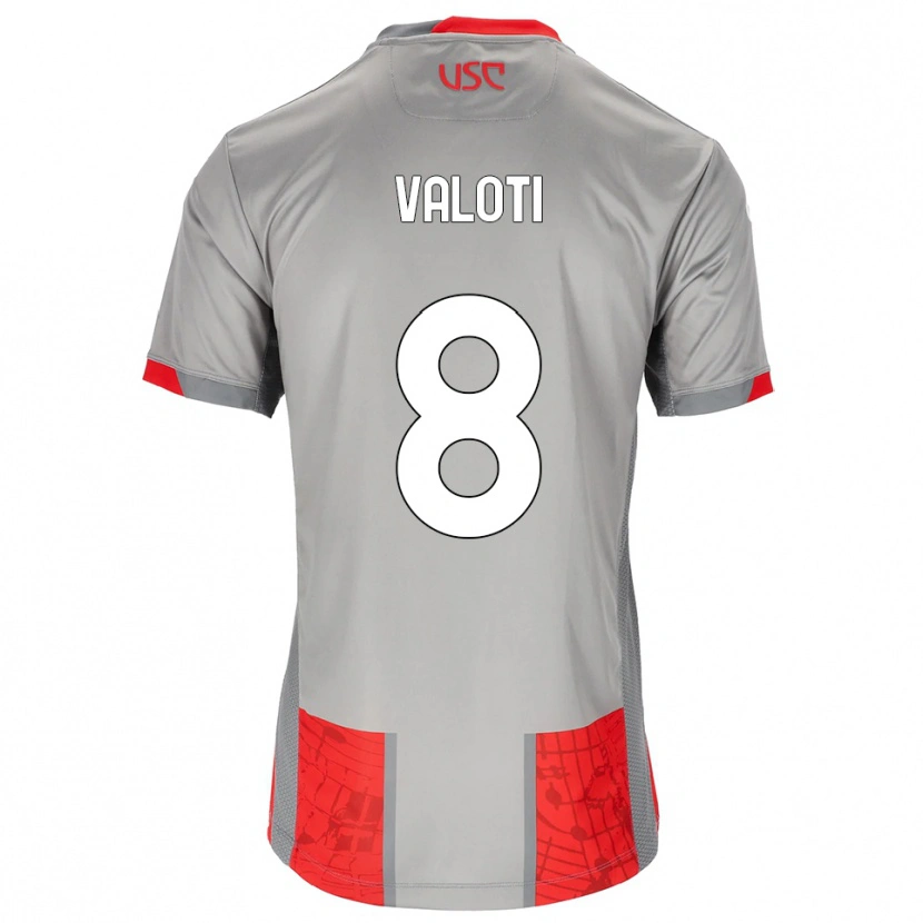 Danxen Femme Maillot Mattia Valoti #8 Rouge Gris Tenues Domicile 2025/26 T-Shirt