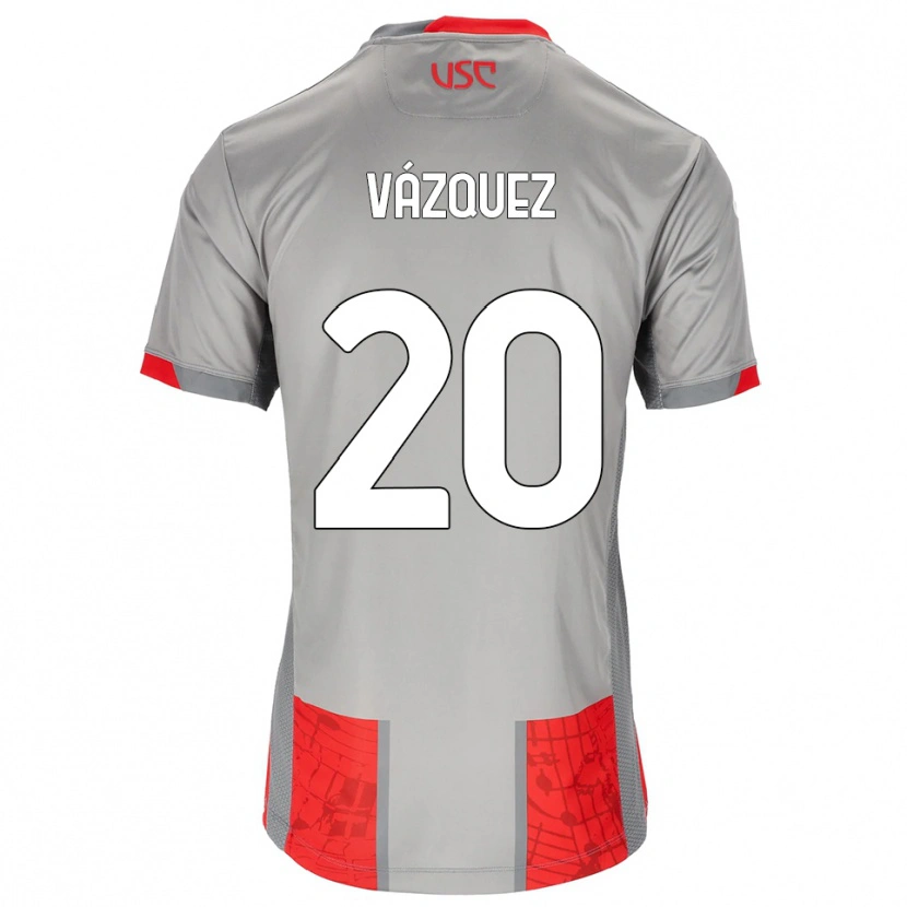 Danxen Femme Maillot Franco Vázquez #20 Rouge Gris Tenues Domicile 2025/26 T-Shirt