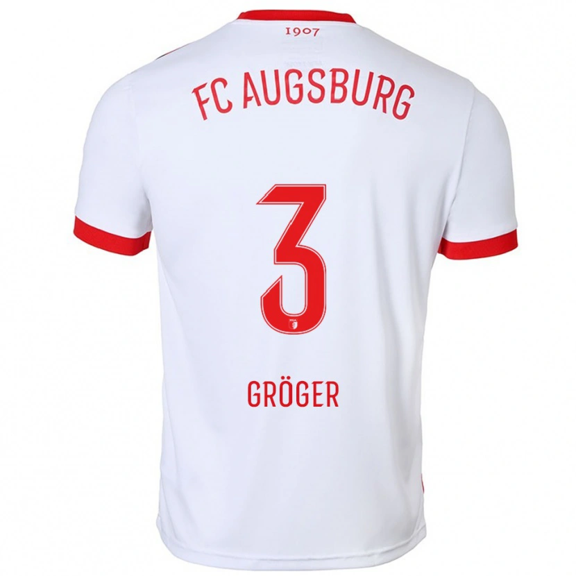 Danxen Femme Maillot Elias Gröger #3 Blanc Rouge Tenues Domicile 2025/26 T-Shirt
