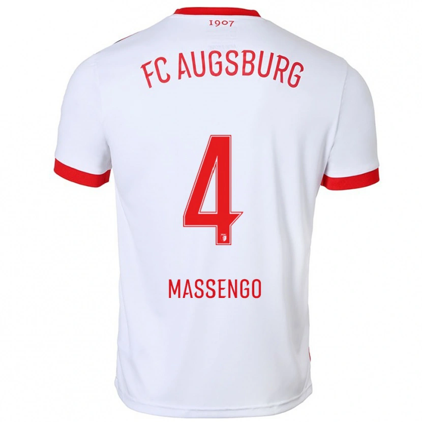 Danxen Femme Maillot Han-Noah Massengo #4 Blanc Rouge Tenues Domicile 2025/26 T-Shirt