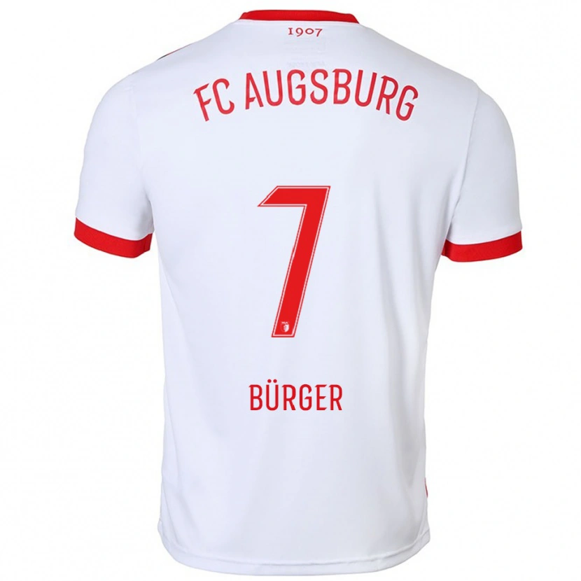 Danxen Femme Maillot Anja Bürger #7 Blanc Rouge Tenues Domicile 2025/26 T-Shirt