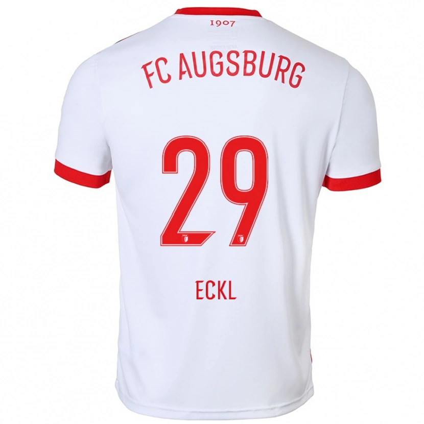 Danxen Femme Maillot Florian Eckl #29 Blanc Rouge Tenues Domicile 2025/26 T-Shirt