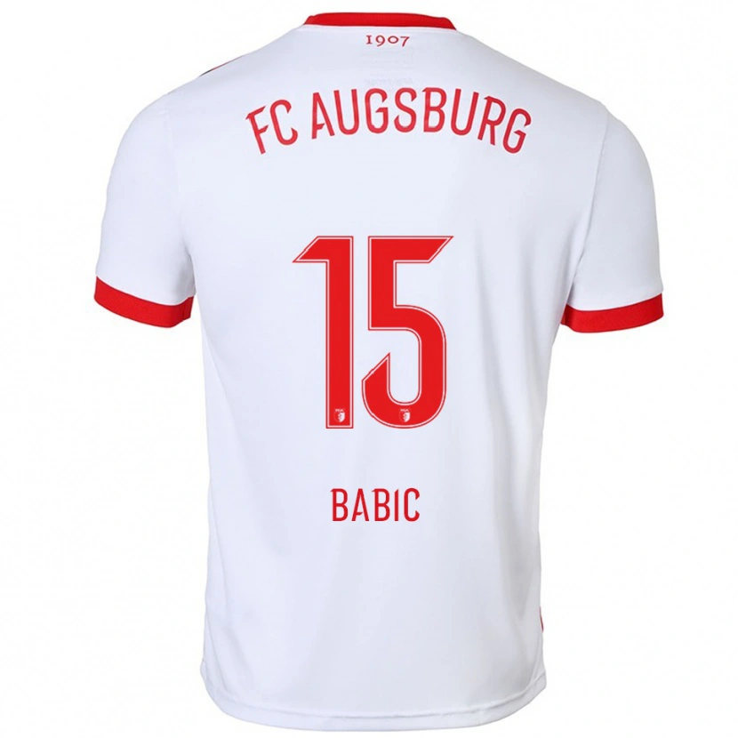 Danxen Femme Maillot David Babic #15 Blanc Rouge Tenues Domicile 2025/26 T-Shirt