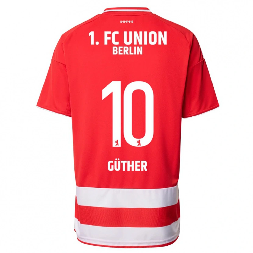 Danxen Femme Maillot Linus Güther #10 Rouge Blanc Tenues Domicile 2025/26 T-Shirt