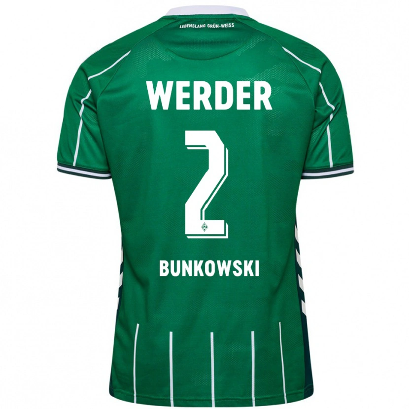 Danxen Femme Maillot Paul Bunkowski #2 Vert Blanc Tenues Domicile 2025/26 T-Shirt