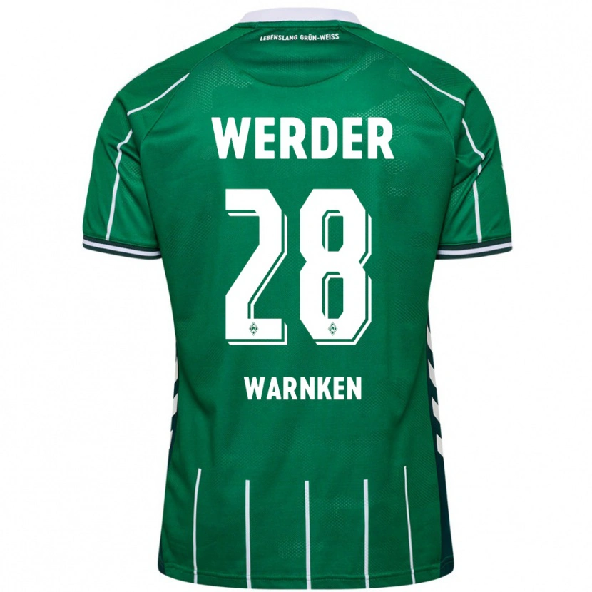 Danxen Femme Maillot Jannes Warnken #28 Vert Blanc Tenues Domicile 2025/26 T-Shirt