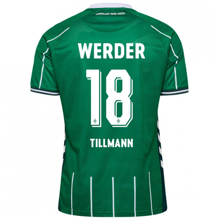 Danxen Femme Maillot Felix Tillmann #18 Vert Blanc Tenues Domicile 2025/26 T-Shirt