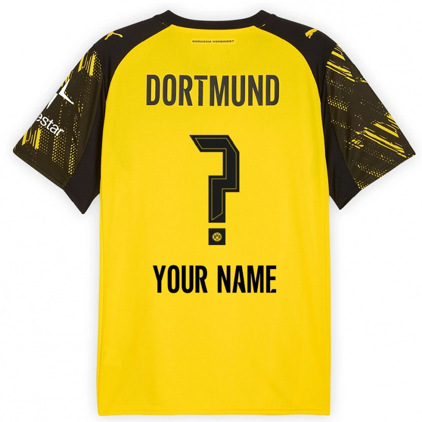 Danxen Femme Maillot Votre Nom #0 Jaune Noir Tenues Domicile 2025/26 T-Shirt