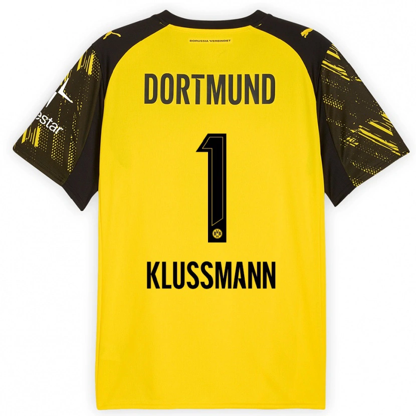 Danxen Femme Maillot Leon Klußmann #1 Jaune Noir Tenues Domicile 2025/26 T-Shirt