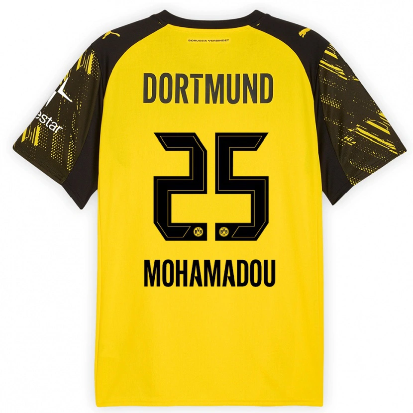 Danxen Femme Maillot Hamzath Mohamadou #25 Jaune Noir Tenues Domicile 2025/26 T-Shirt