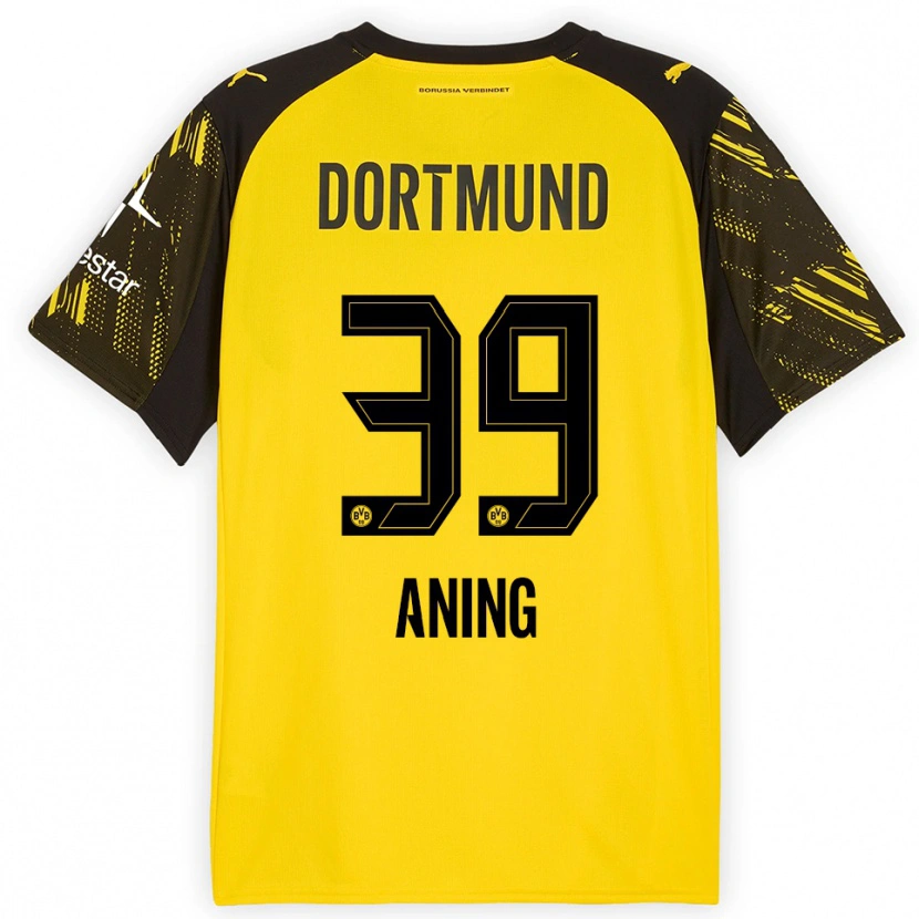 Danxen Femme Maillot Prince Aning #39 Jaune Noir Tenues Domicile 2025/26 T-Shirt