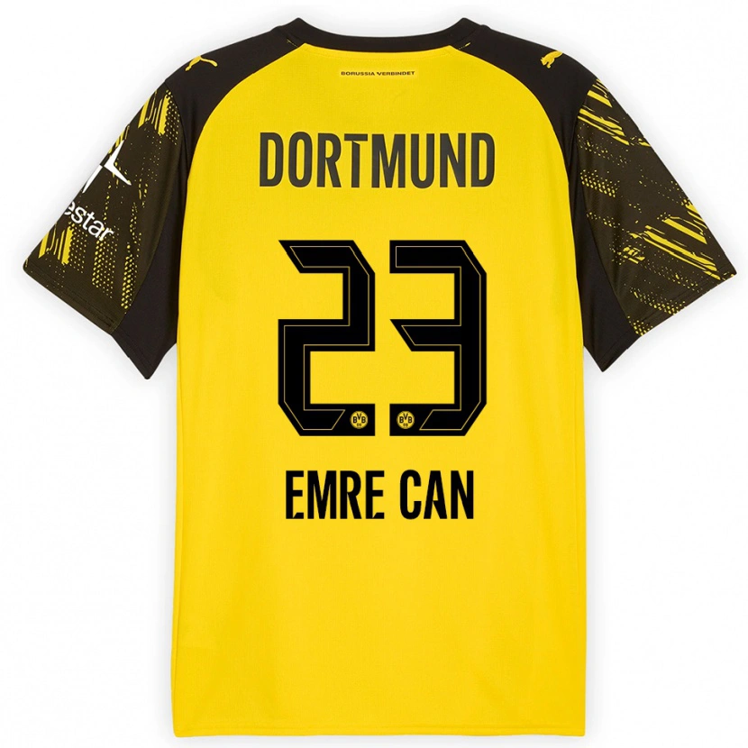 Danxen Femme Maillot Emre Can #23 Jaune Noir Tenues Domicile 2025/26 T-Shirt