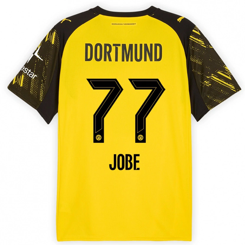 Danxen Femme Maillot Jobe Bellingham #77 Jaune Noir Tenues Domicile 2025/26 T-Shirt