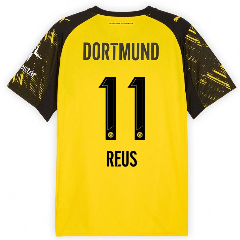 Danxen Femme Maillot Marco Reus #11 Jaune Noir Tenues Domicile 2025/26 T-Shirt