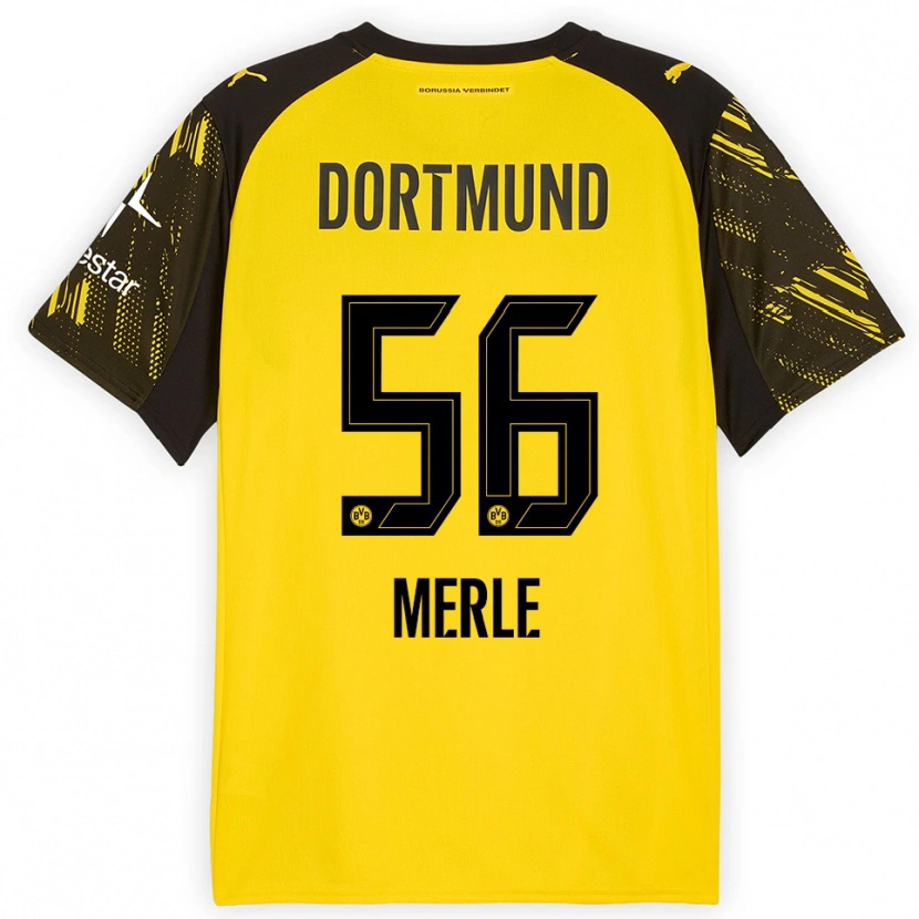 Danxen Femme Maillot Albers Merle #56 Jaune Noir Tenues Domicile 2025/26 T-Shirt