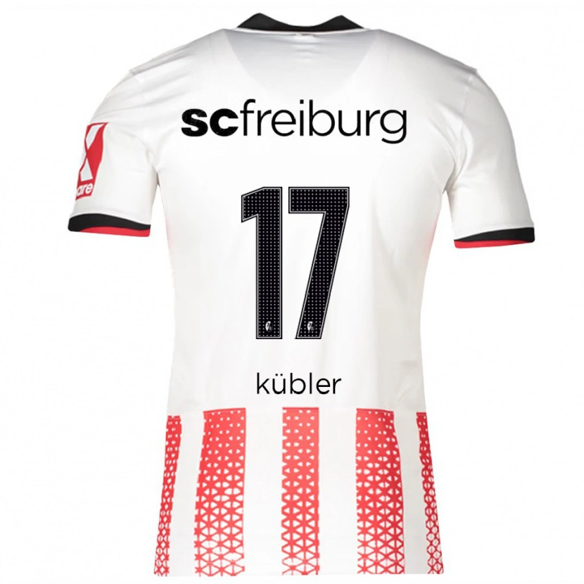 Danxen Femme Maillot Lukas Kübler #17 Blanc Rouge Tenues Domicile 2025/26 T-Shirt