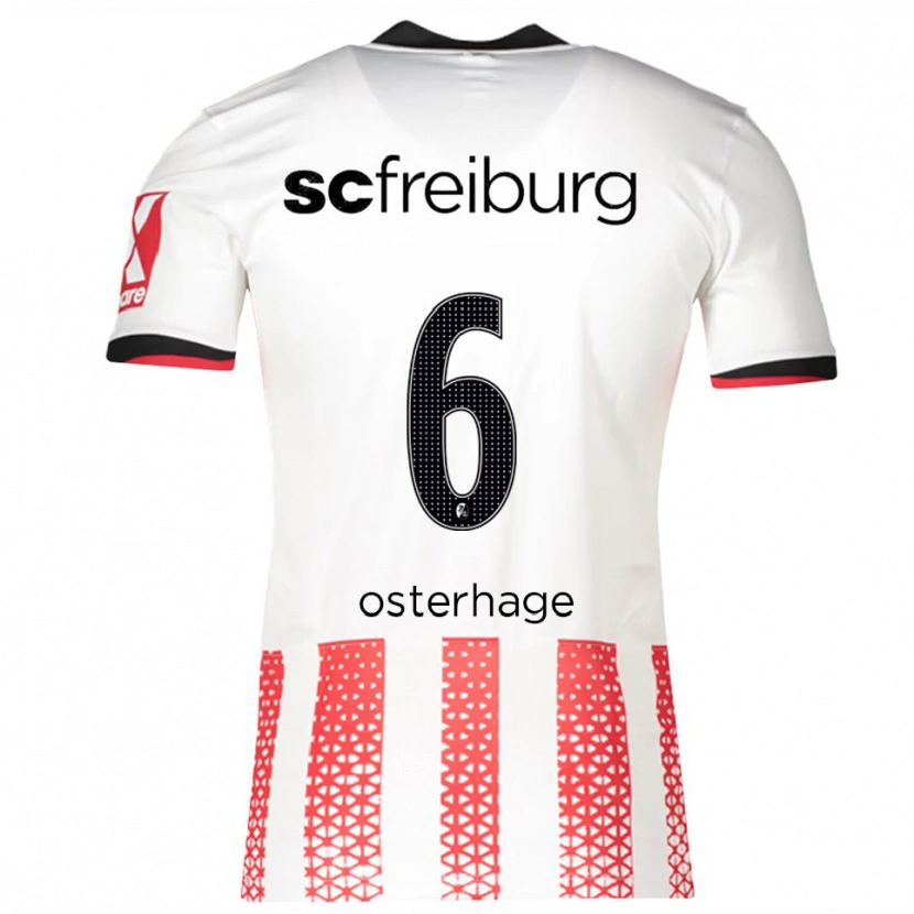 Danxen Femme Maillot Patrick Osterhage #6 Blanc Rouge Tenues Domicile 2025/26 T-Shirt
