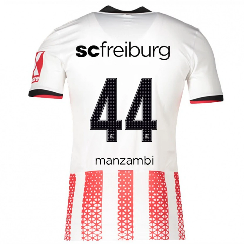 Danxen Femme Maillot Johan Manzambi #44 Blanc Rouge Tenues Domicile 2025/26 T-Shirt