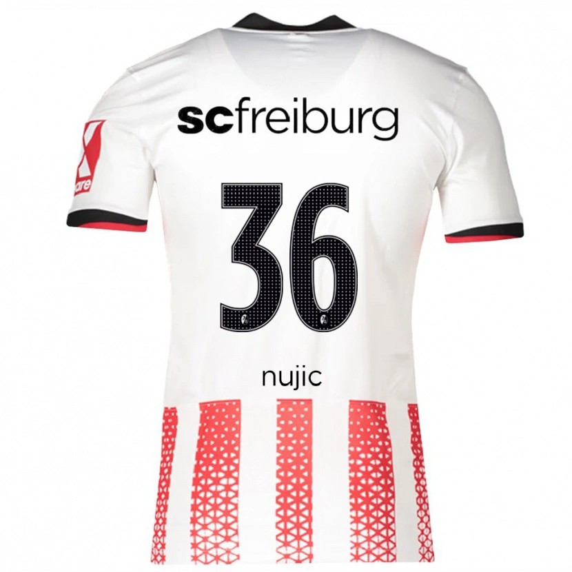 Danxen Femme Maillot Luka Nujic #36 Blanc Rouge Tenues Domicile 2025/26 T-Shirt