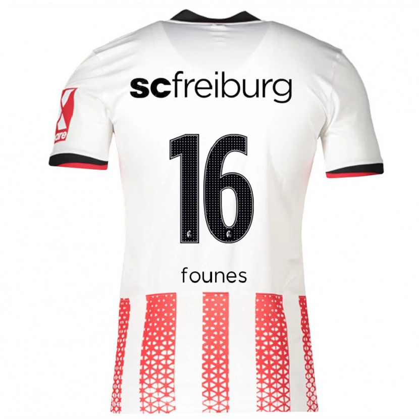 Danxen Femme Maillot Kevin Founes #16 Blanc Rouge Tenues Domicile 2025/26 T-Shirt