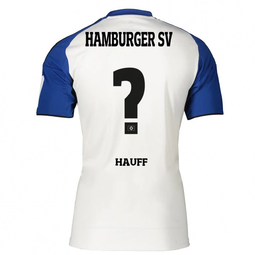 Danxen Femme Maillot Daniel Hauff #0 Blanc Bleu Tenues Domicile 2025/26 T-Shirt