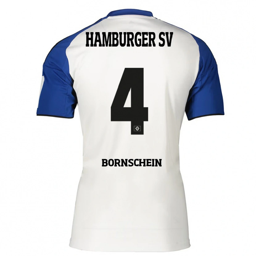 Danxen Femme Maillot Lukas Bornschein #4 Blanc Bleu Tenues Domicile 2025/26 T-Shirt