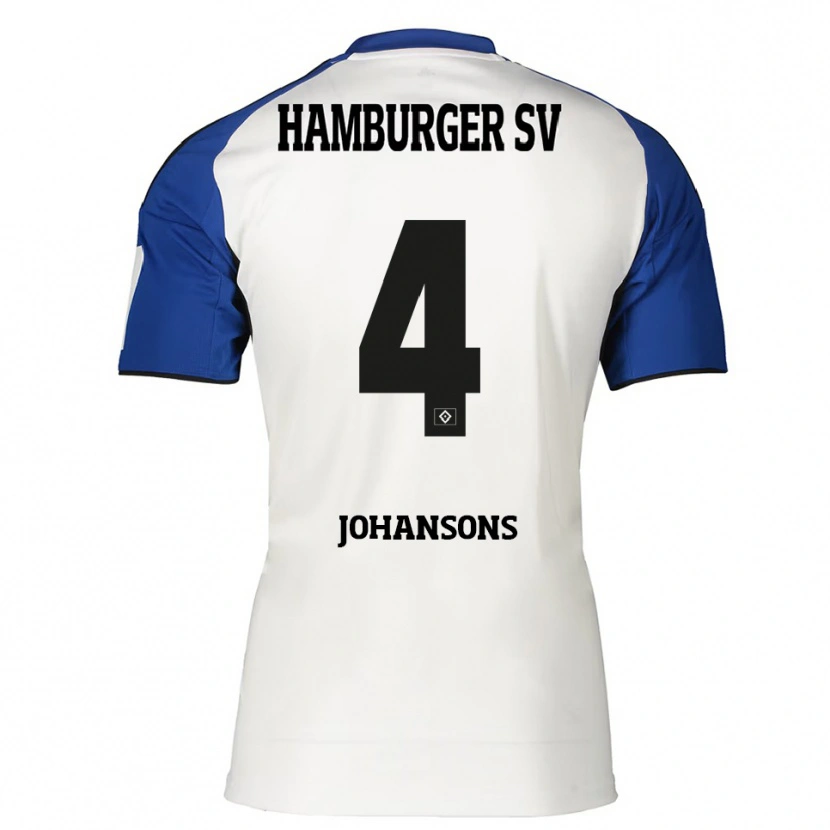 Danxen Femme Maillot Paul Johansons #4 Blanc Bleu Tenues Domicile 2025/26 T-Shirt