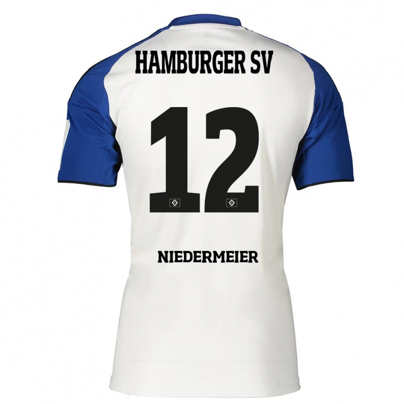 Danxen Femme Maillot Philipp Niedermeier #12 Blanc Bleu Tenues Domicile 2025/26 T-Shirt
