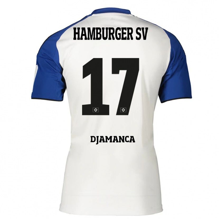 Danxen Femme Maillot Ismaila Djamanca #17 Blanc Bleu Tenues Domicile 2025/26 T-Shirt