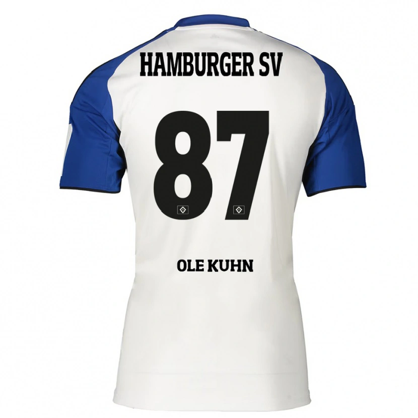 Danxen Femme Maillot Niklas Ole Kühn #87 Blanc Bleu Tenues Domicile 2025/26 T-Shirt