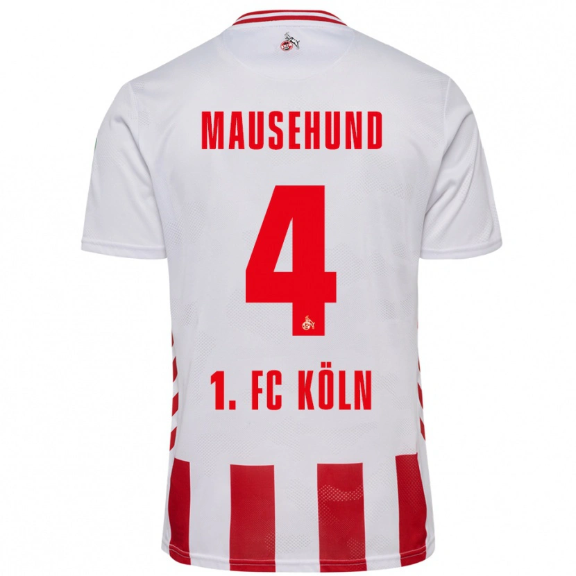 Danxen Femme Maillot Yannick Mausehund #4 Blanc Rouge Tenues Domicile 2025/26 T-Shirt
