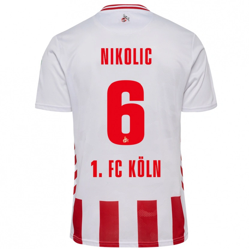Danxen Femme Maillot Milan Nikolic #6 Blanc Rouge Tenues Domicile 2025/26 T-Shirt