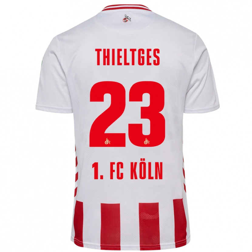 Danxen Femme Maillot Phil Thieltges #23 Blanc Rouge Tenues Domicile 2025/26 T-Shirt