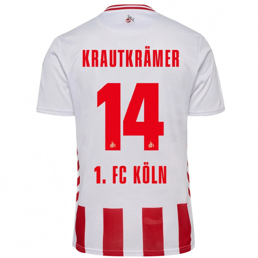 Danxen Femme Maillot Jakob Krautkrämer #14 Blanc Rouge Tenues Domicile 2025/26 T-Shirt