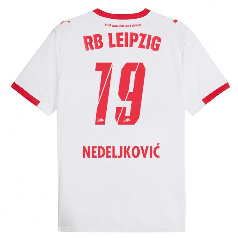Danxen Femme Maillot Kosta Nedeljkovic #19 Blanc Rouge Tenues Domicile 2025/26 T-Shirt