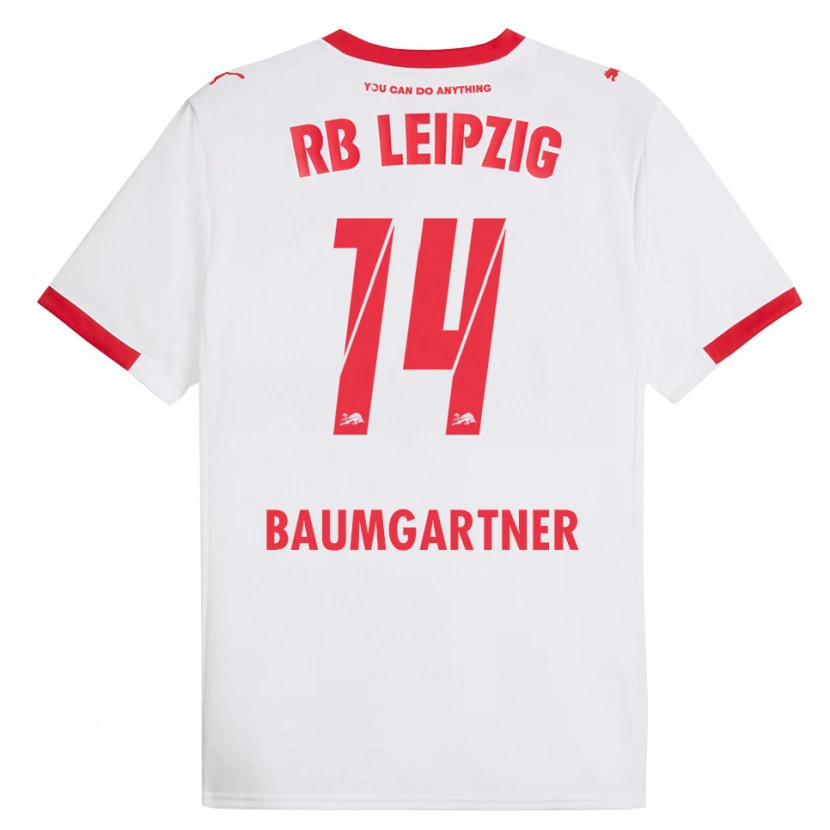 Danxen Femme Maillot Christoph Baumgartner #14 Blanc Rouge Tenues Domicile 2025/26 T-Shirt