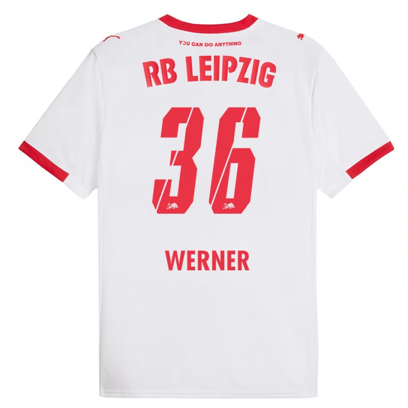 Danxen Femme Maillot Timo Werner #36 Blanc Rouge Tenues Domicile 2025/26 T-Shirt