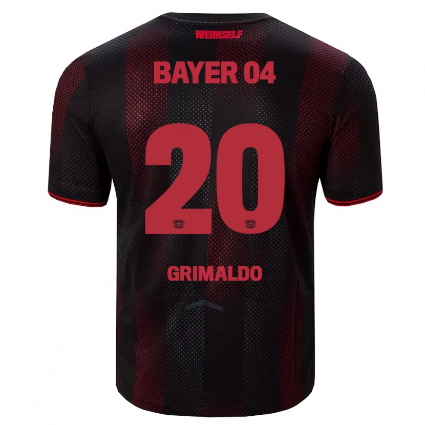 Danxen Femme Maillot Alejandro Grimaldo #20 Noir Rouge Tenues Domicile 2025/26 T-Shirt